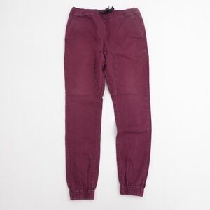 Zanerobe Mens Sureshot Jogger Pants Burgundy Red Elastic Waist 32